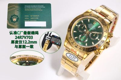 C Factory ROLEX Daytona 904L Steel Green White Black 40mm Watch